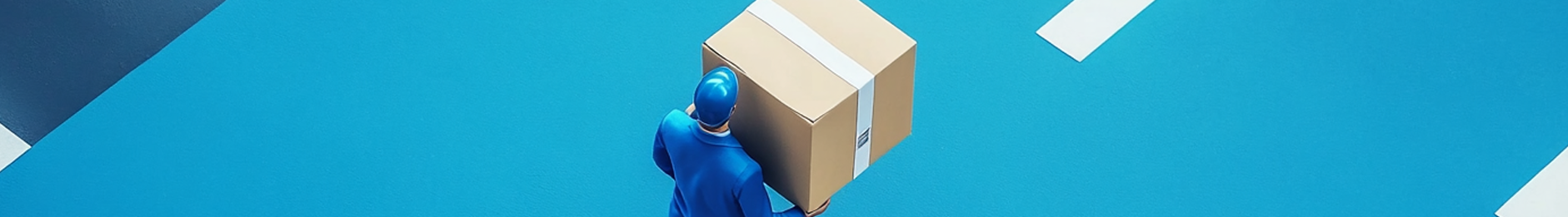 Delivery person with package illustration